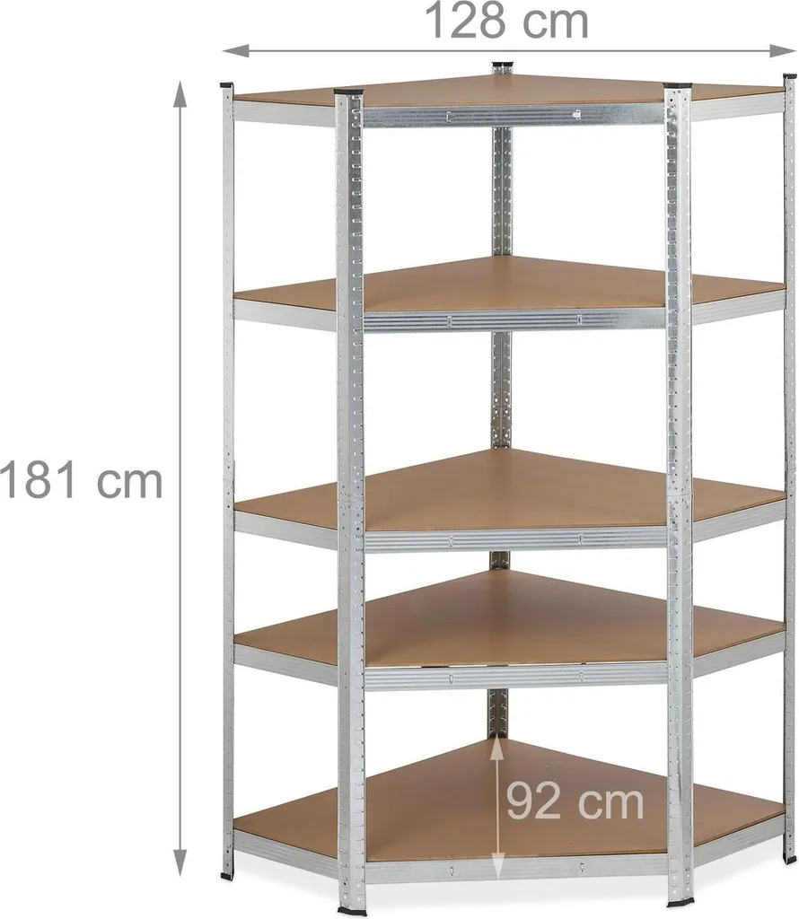 Étagère d'angle robuste 5 plateaux en métal noir style industriel loft