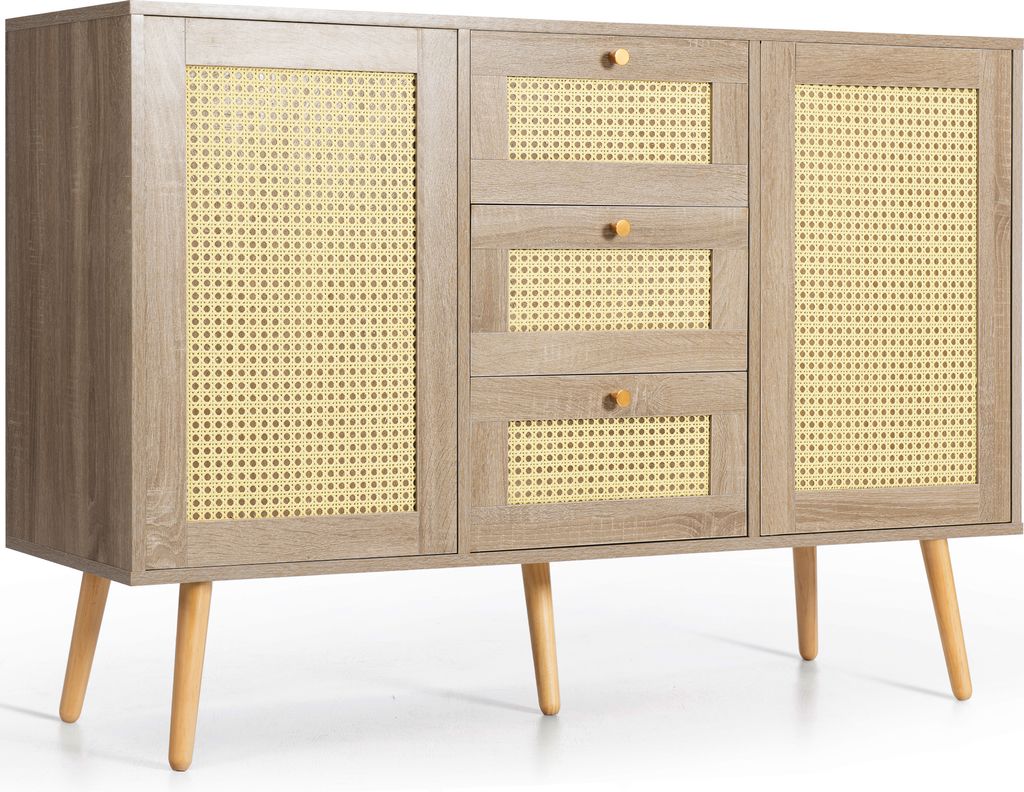 Rattanowa komoda z 2 drzwiczkami i 3 szufladami, regulowana Zdjęcie produktu 9