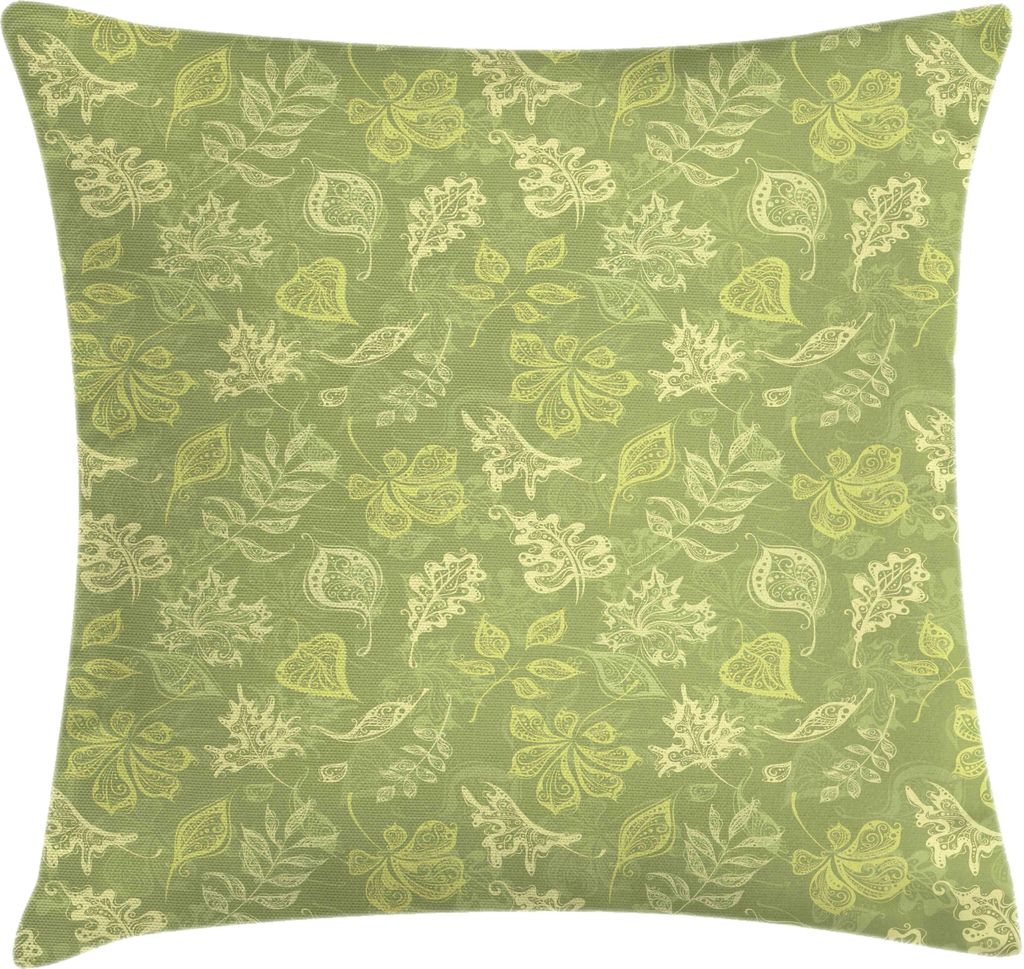 ABAKUHAUS Blätter Kissenbezug, Demonstration verschiedenen Plantation Blatt Angebote im Ton von Grün Olivgrün, 50 x 50 cm, Grün Hellgrün