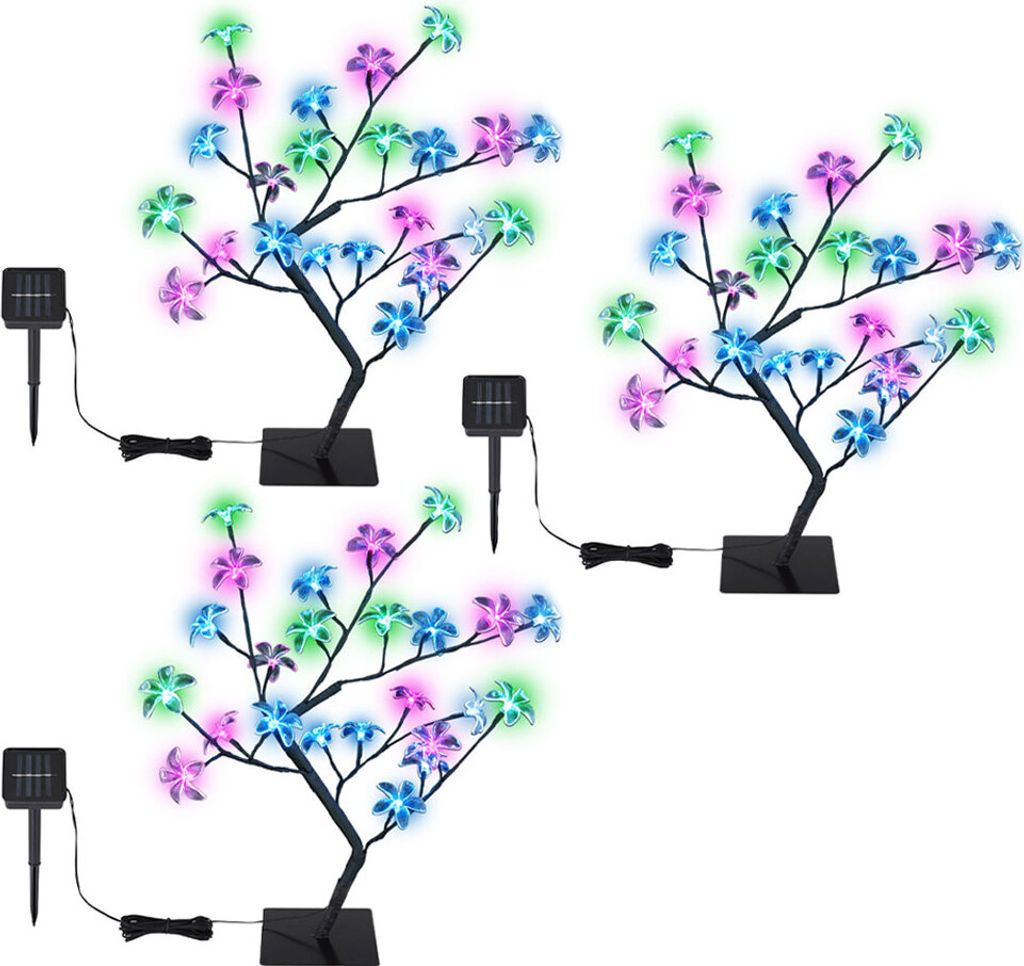 3er Set LED Solarleuchte, Schwarz, Metall, Schalter, H 60cm