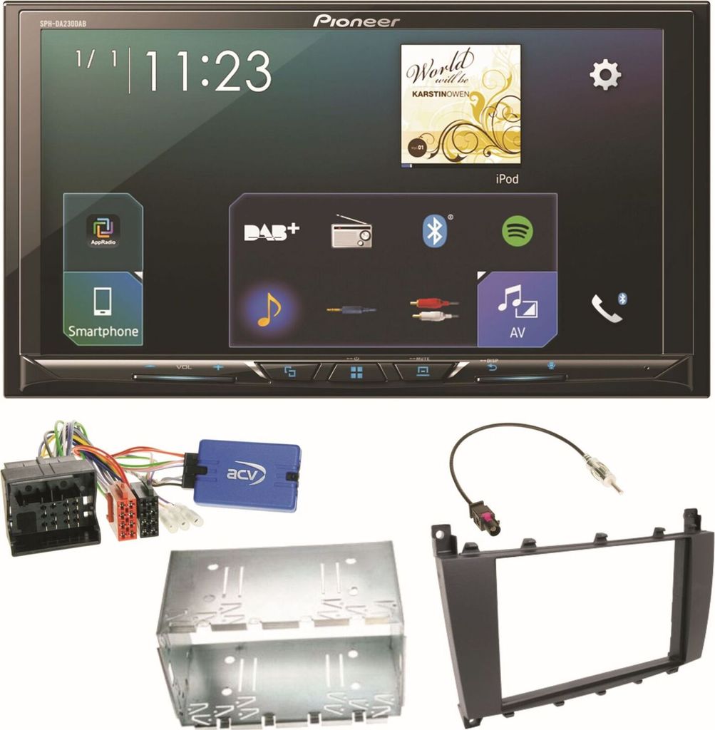 Pioneer SPH-DA230DAB Bluetooth Einbauset für Mercedes C-Klasse W203 CLC CL203 S203
