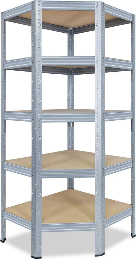 shelfplaza PRO 200x90x60 cm Eckregal in verzinkt mit 5 Böden und 200 kg Traglast pro Boden