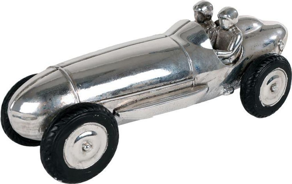 Race Car Skulptur polystone silber Dekoration Spielzeugauto 25,8x9,4x9cm