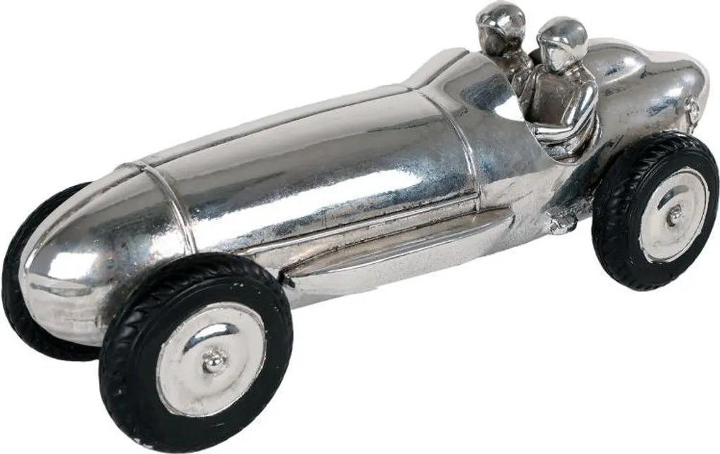 Sculpture Voiture de Course Argentée - Décoration Intérieure Haut de Gamme