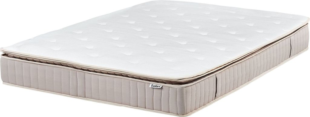 BELIANI Latex-Taschenfederkernmatratze Weiß / Beige Hart 140x200 cm 25 cm Hoch Abnehmbarer Bezug Reißverschluss 7 Zonen Matratze für Doppelbett