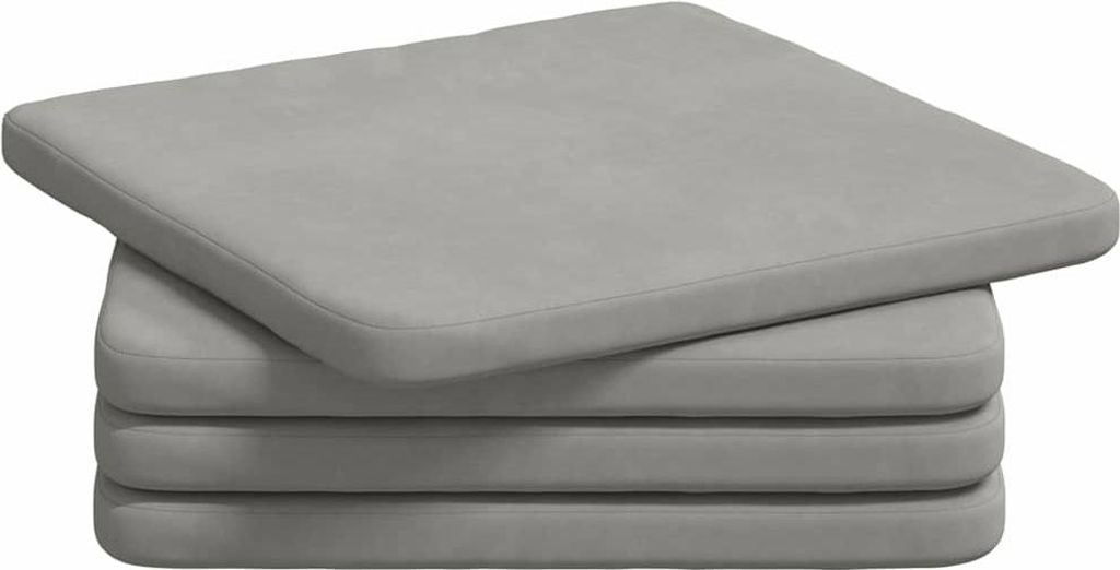 vidaXL Sitzkissen 4 pcs Hellgrau 40 x 40 x 3 cm Mikrofaserstoff