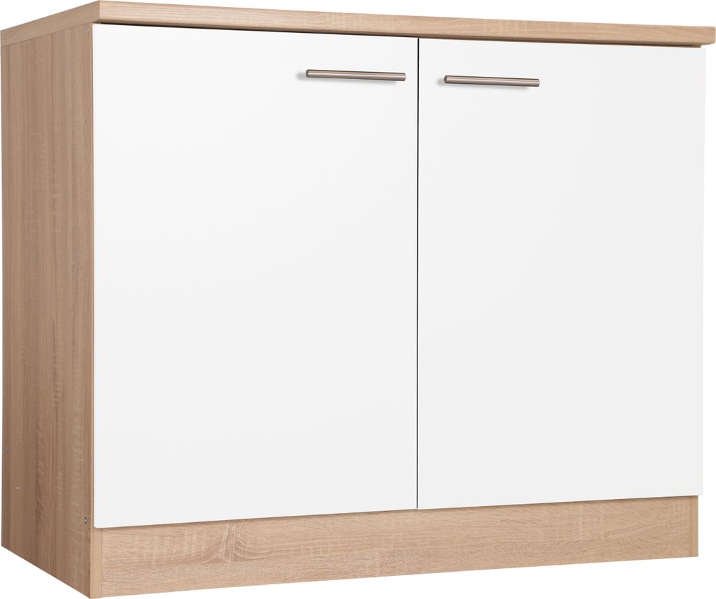 Spülenunterschrank Küchenschrank 100 cm Eiche Sägerau Weiß Merle Respekta