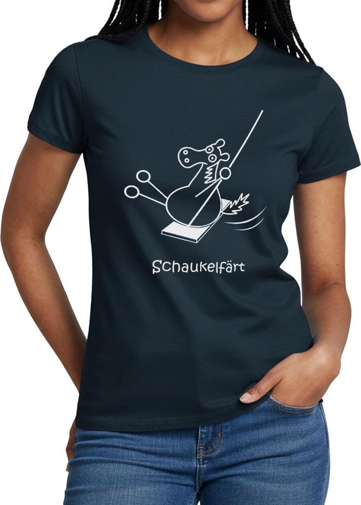 Spreadshirt Schaukelfärt Schaukel Pferd Färt Wortspiel Frauen T-Shirt, M, Navy