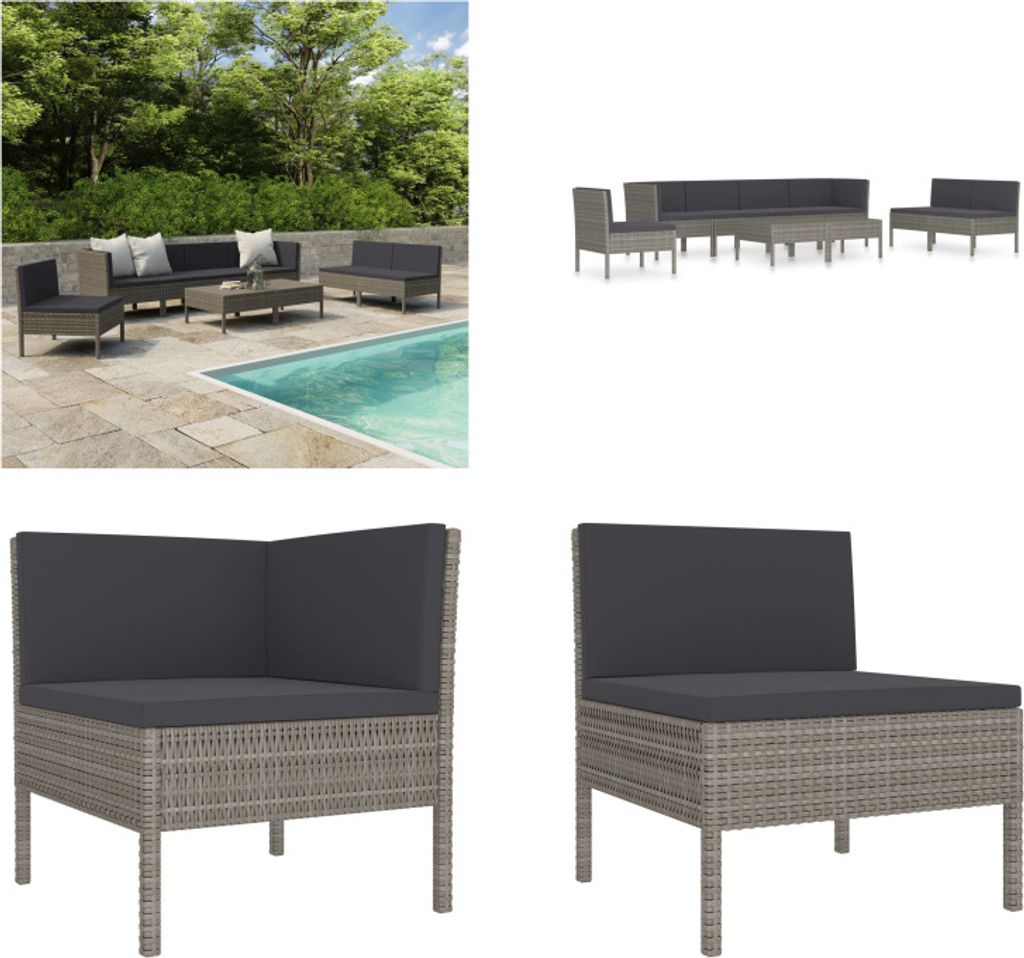 vidaXL 9 tlg. Garten Lounge Set mit Auflagen Poly Rattan Produktbild 