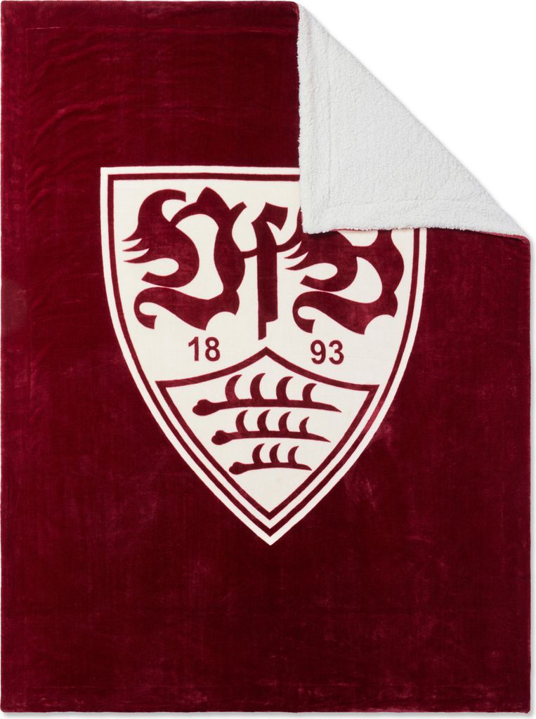 VfB Stuttgart Sherpadecke royal 150x200 cm offizieller Produktbild 