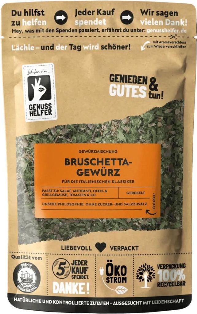 Bruschetta Gewürzmischung, pikante Bruschetta und Arrabiata Gewürzmischung, grob, 3 x 75g