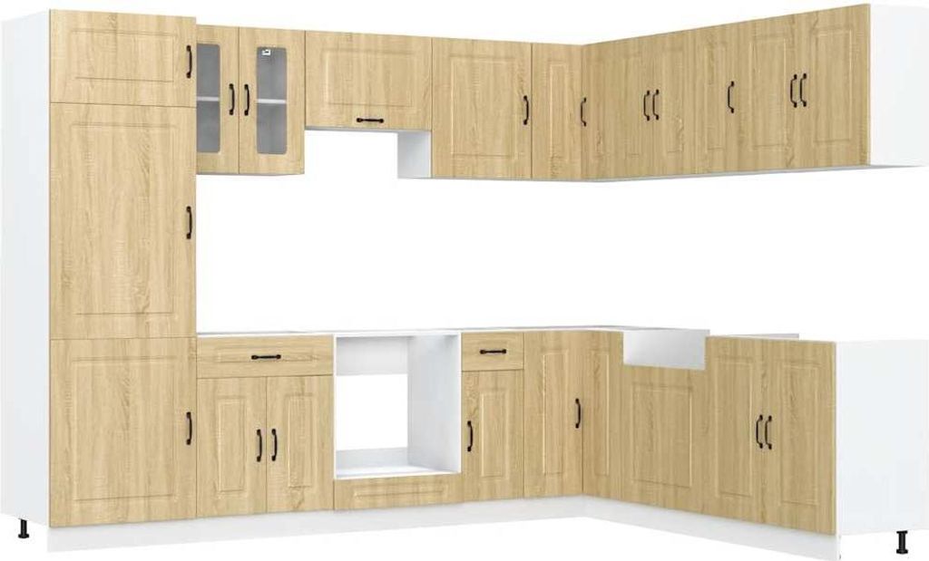 vidaXL 14-tlg. Küchenschrank-Set Kalmar Sonoma-Eiche Holzwerkstoff