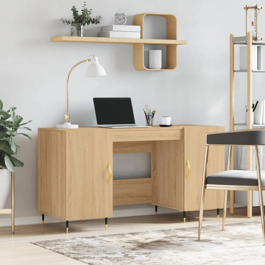 The Living Store Scrivania rovere Sonoma 140x50x75 cm materiale legno