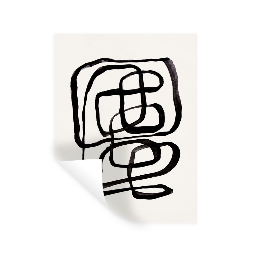 MuchoWow Wandtattoo Wandsticker Wandaufkleber Abstrakt - Kunst - Linien - Muster 120x160 cm Selbstklebend und Repositionierbar - Wierderverwendba...