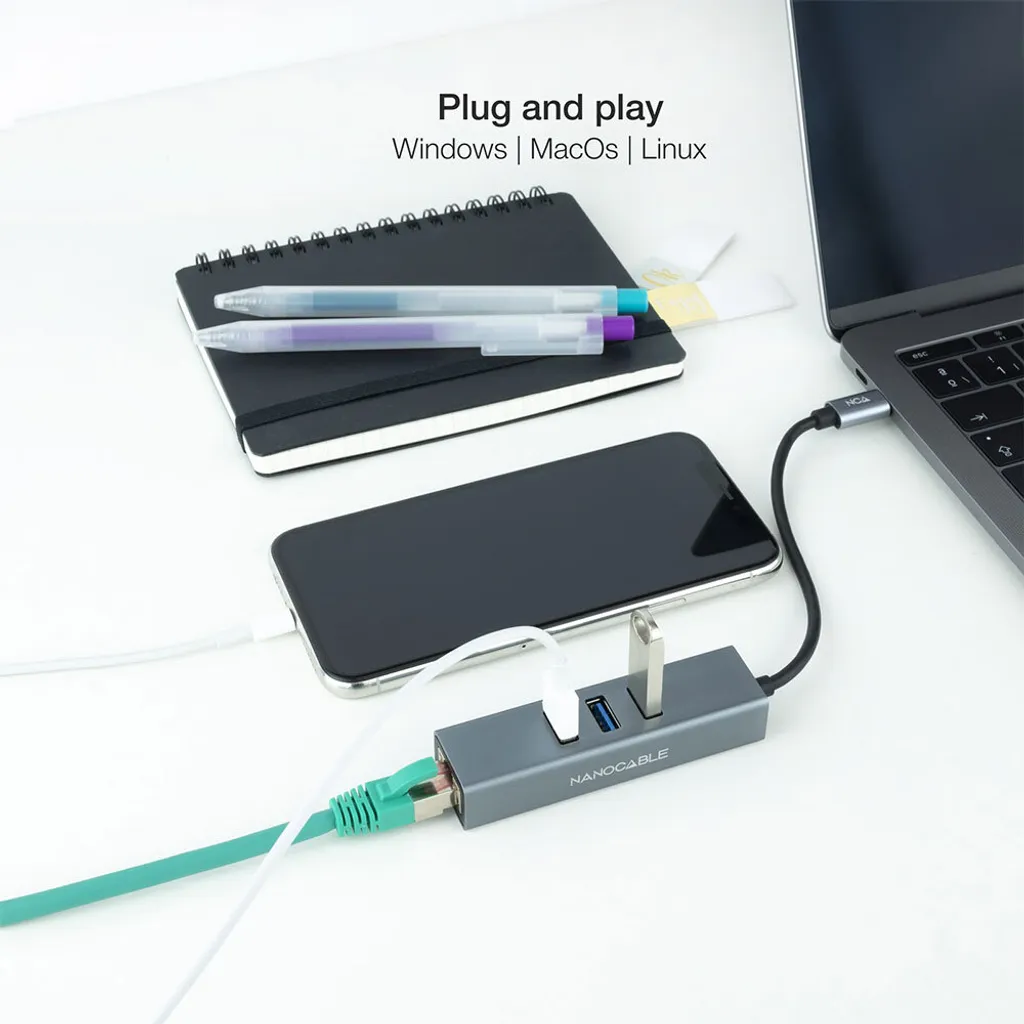 Hub USB-C Nanocable 10.03.0408: Zero Lag per il tuo Setup Gaming - 5