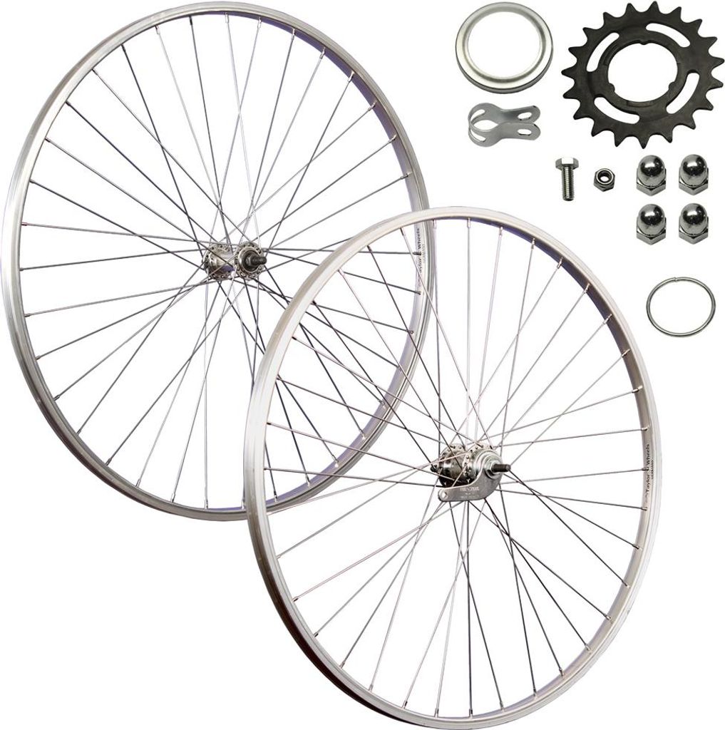 28-Zoll-Laufradsatz, Aluminium-Schaumguss, Einfachbremse, Ein-Gang – Silber