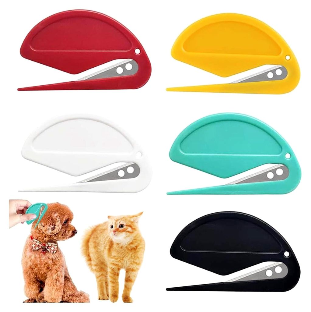 5-teiliges Entfilzungsmesser für Katzen, Brieföffner, Geschenkpapierschneider, Schiebeschneider für Weihnachten, Knotenentferner für langhaarig...