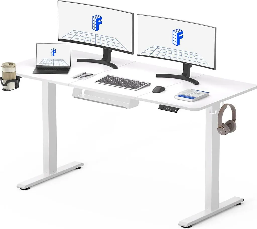 Table électrique QE1W-1460-EUV1 réglable 140x60cm blanche robuste