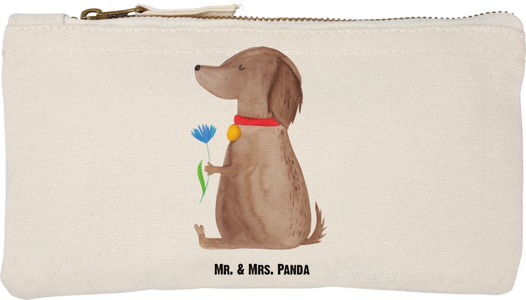 Mr. & Mrs. Panda pencil case Hund Blume Größe S Klein - Weiß - Geschenk, kosmetiktäschchen, Stifteetui, Mäppchen, Hunde, Halsband, Pouch, Kosm...