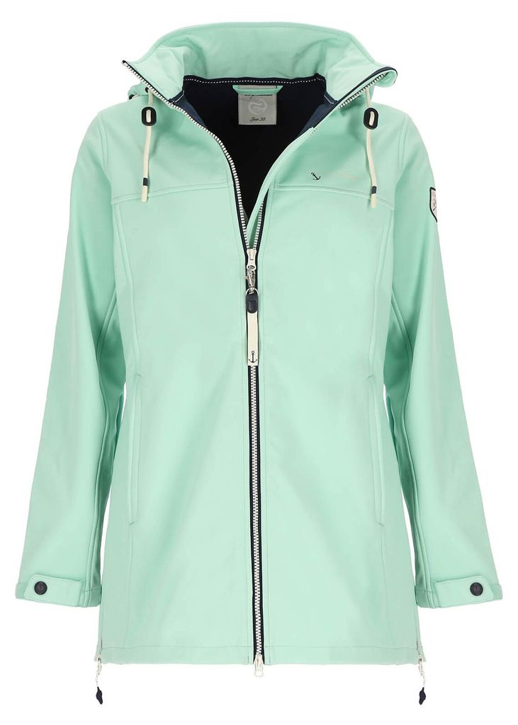 Dry Fashion Damen Softshellmantel Hooge mit Fleece-Innenfutter - Atmungsaktive Softshelljacke mit abnehmbarer Kapuze in Mint Größe 50