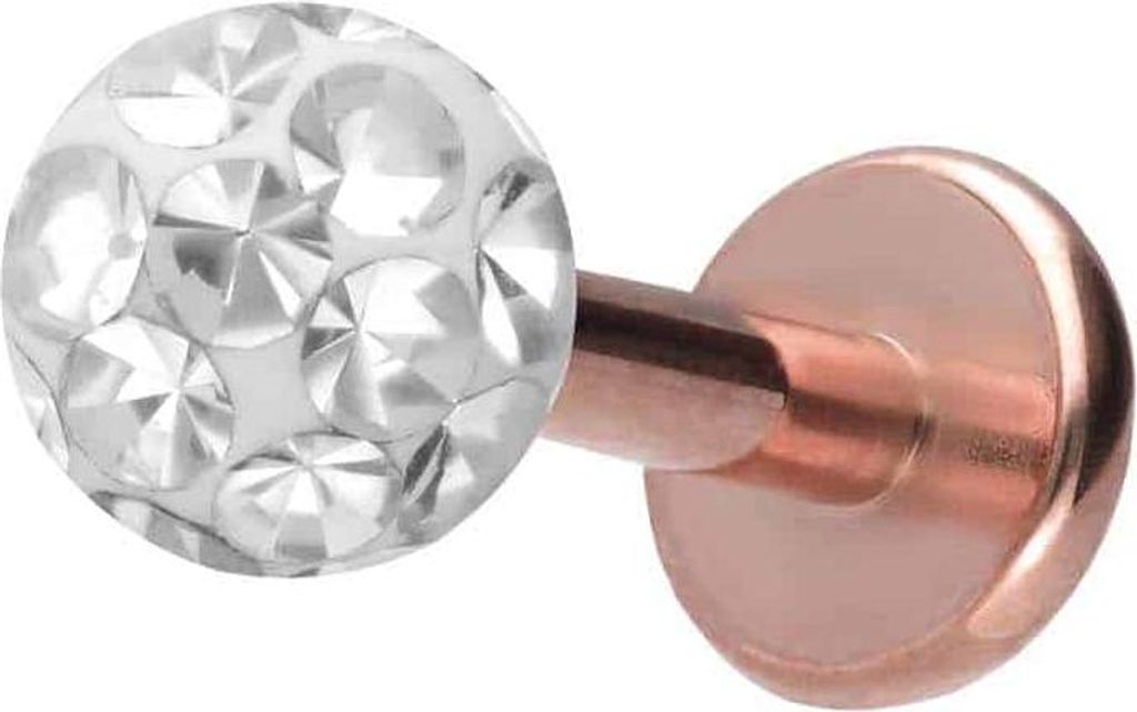 Ohrpiercing, Nasenpiercing Titan Labret mit Innengewinde EPOXY-KUGEL RoséGold Stablänge: 5mm + Stabstärke: 1,2mm + Kugelgröße: 3mm