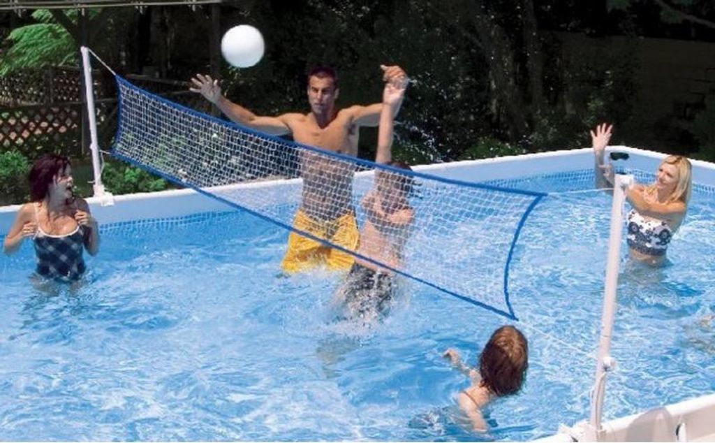 INTEX 18952U Volleyball-Gitter + Rechteckiges Pool-Ball-Set