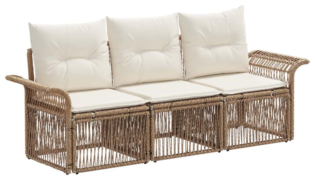 vidaXL Gartensofa-set 3 pcs Beige Poly-Rattan