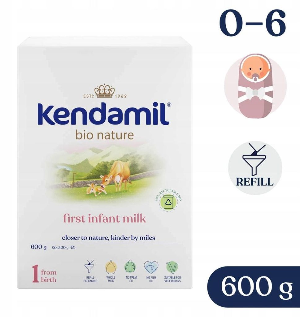 Volmelk Kendamil  Nature 1, zonder visolie, 600 gram Productafbeelding 