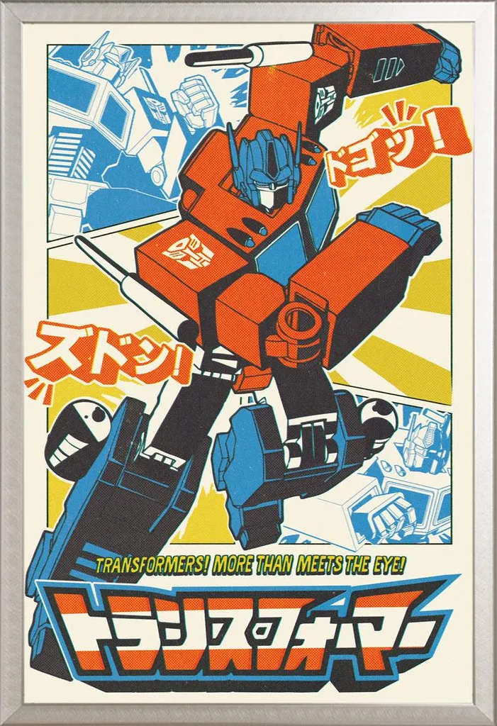 Poster Optimus Prime avec Cadre Aluminium Argenté : Fini les Affiches Abîmées