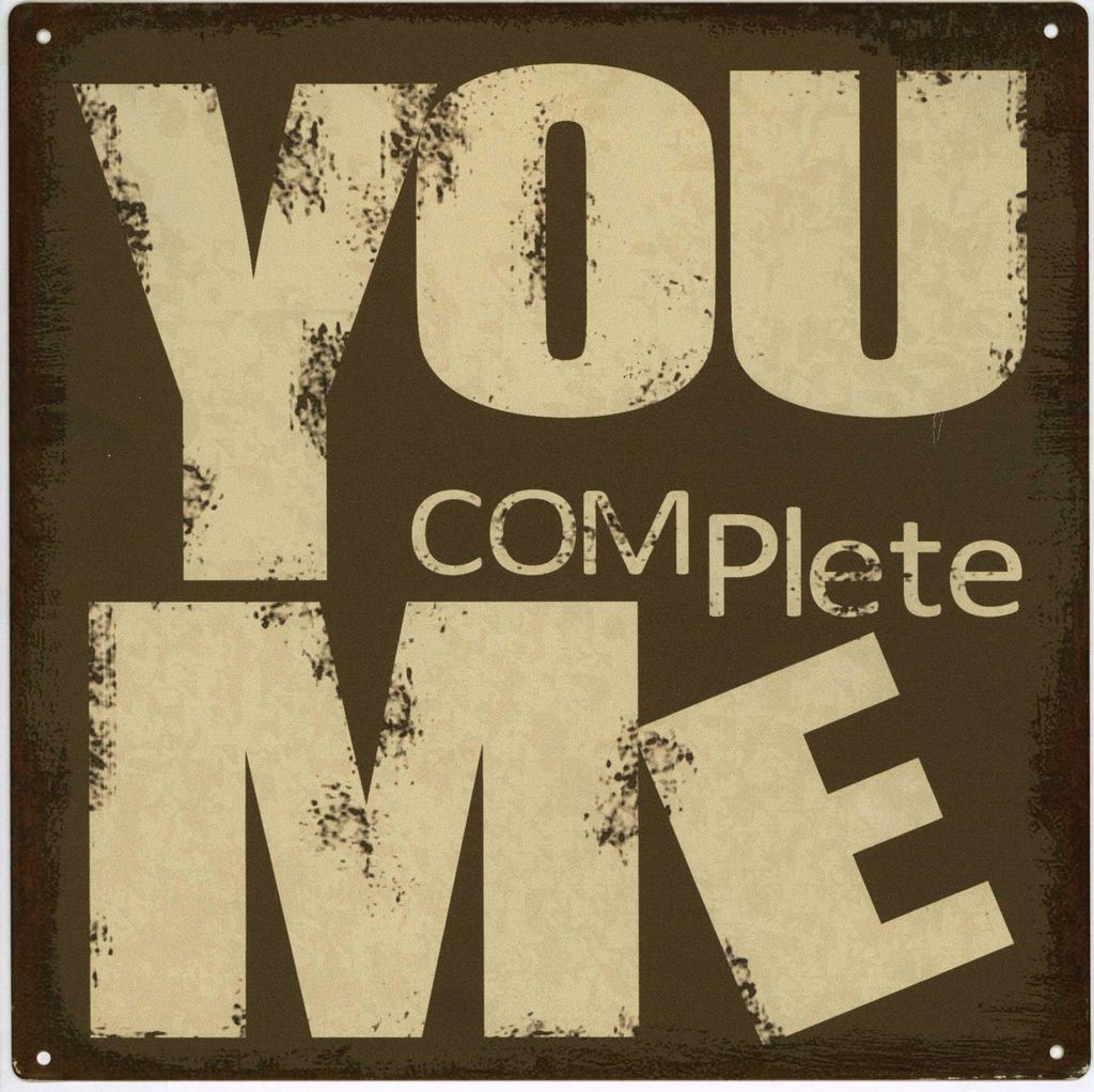 Moritz Deko Blechschild You Complete Me Du und Ich Metallschild Retro Vintage-Design zur Dekoration Wanddekoration