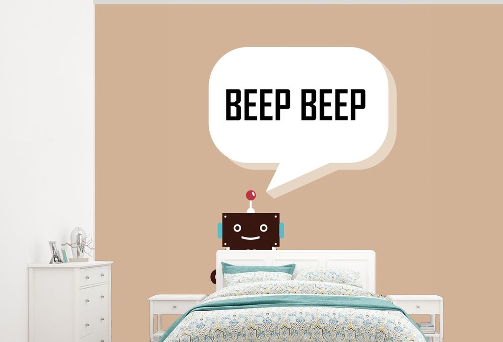 MuchoWow Fototapete für Wohnzimmer oder Schlafzimmer Wandtapete Vinyl Motivtapete Sprichwörter - Zitate - Piep piep - Roboter - Herz - Kinder -...