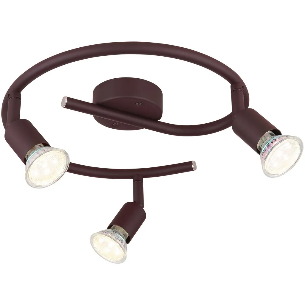 Plafonnier 3 spots LED GU10 inclus 3000K finition rouille Ø 29 cm