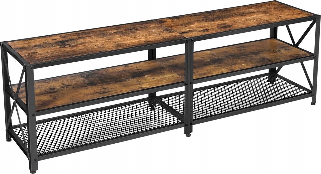 BEGRYF TV-Schrank 140x40x50 cm dunkelbraun Fernsehschrank Lowboard Metall Holzoptik Vintage Industrial Wohnzimmer