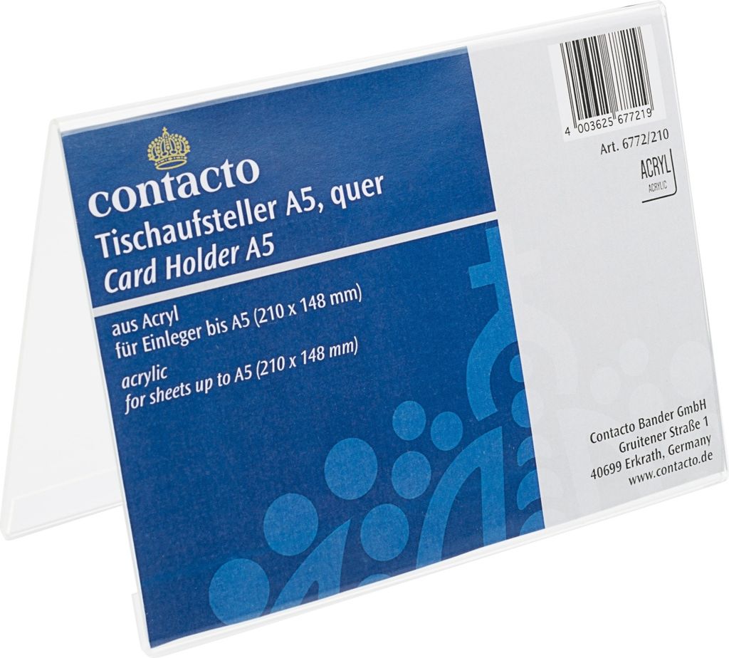 CONTACTO Acryl-Tischaufsteller, Höhe: 150 mm, Breite: 210 mm