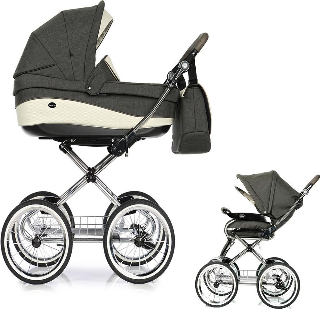 Emma Classic 2 in 1 inkl. Sportsitz und Zubehör in Farbe Dunkelgrau-Creme (E-4) - erhältlich in 6 weiteren Farben