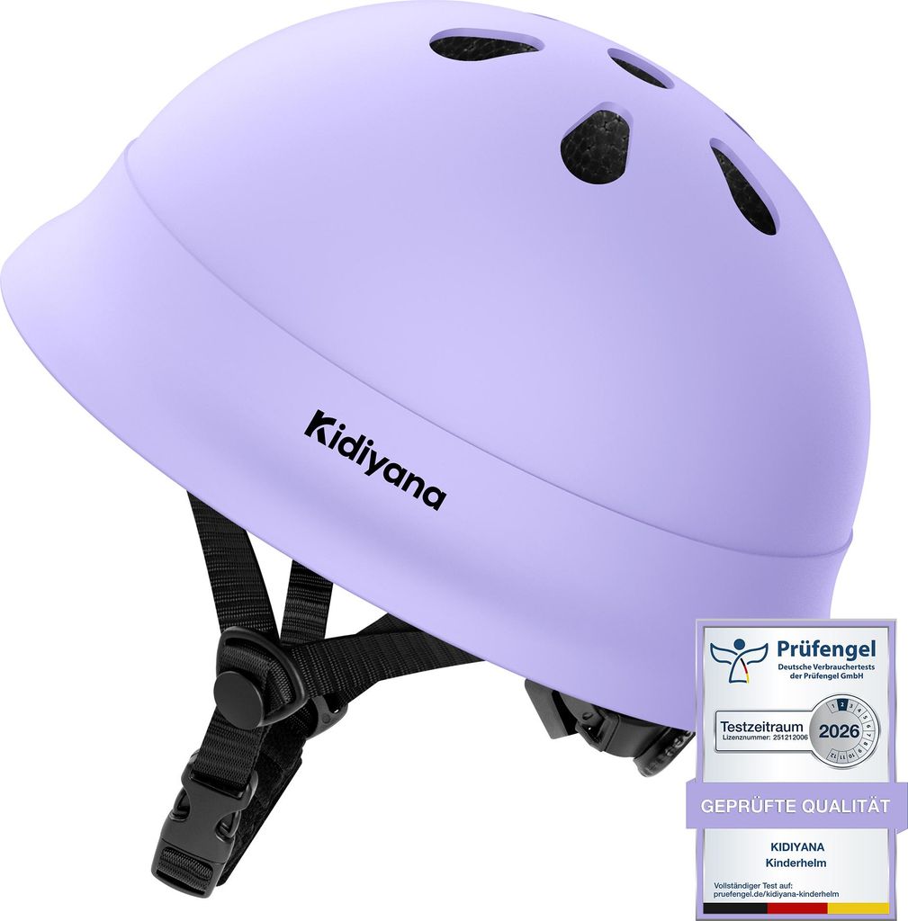 Kidiyana Kinderhelm XS 48–54 cm – verstellbarer Fahrrad-, Skate- & Rollerhelm, stoßfeste PC-Schale, ab 1 Jahr, Lila