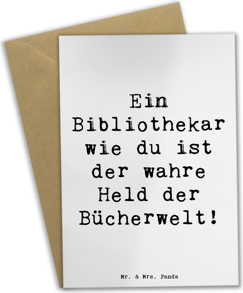 Mr. & Mrs. Panda Grußkarte Spruch Bibliothekar Held - Weiß - Geschenk, Bedanken, Liebe, Buchliebhaber, Aufmerksamkeit, hochzeitskarten, Danke sag...