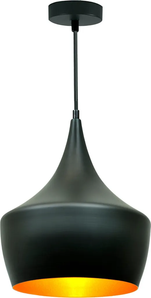 Luminaire Suspension de Plafond Design Moderne Métal Noir et Doré E27