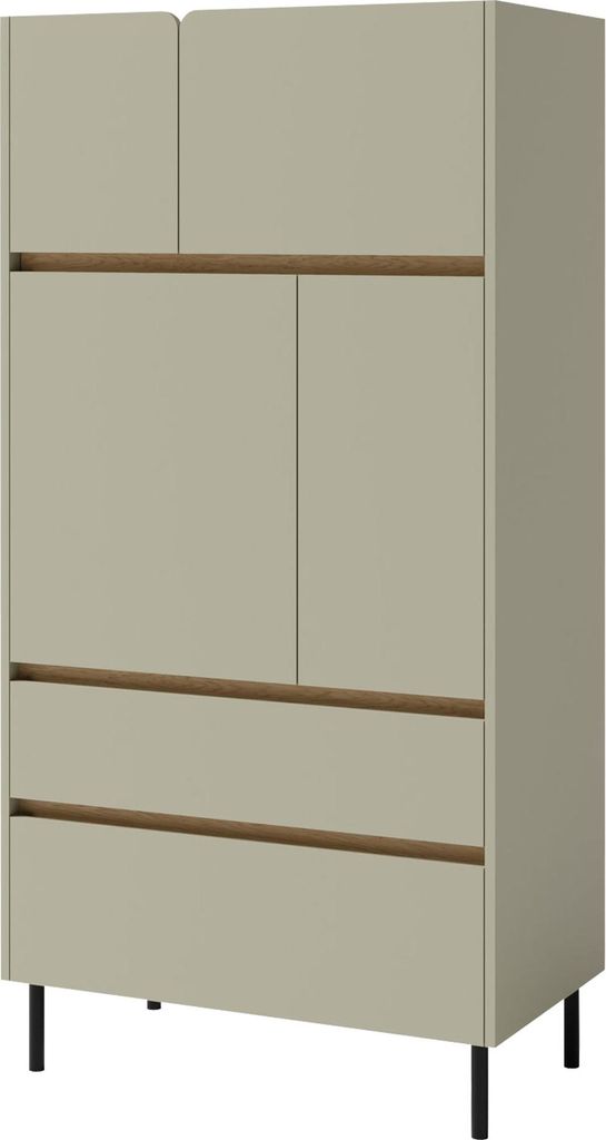 MIRJAN24 Kommode Luca 05 mit vier Drehtüren und zwei Schubladen (Farbe: Eucalyptus / Eucalyptus + Eiche Baltic Dune)
