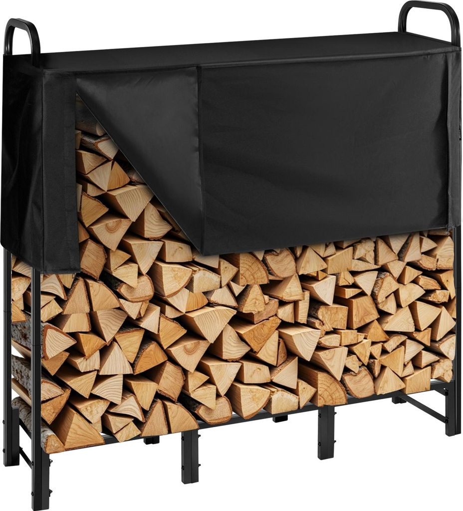 VEVOR Metall Kaminholzregal, 122x32x118 cm Brennholzregal, Kaminholzunterstand aus Vierkantrohr, max. Tragkraft 181 kg, Feuerholzregal, Kaminholzla...