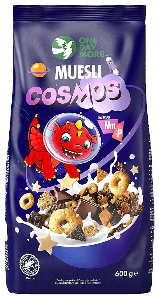 OneDayMore | Kinder Müsli Cosmos | Mit Granola weißer Schokolade Keksen und Getreideringen 600 g