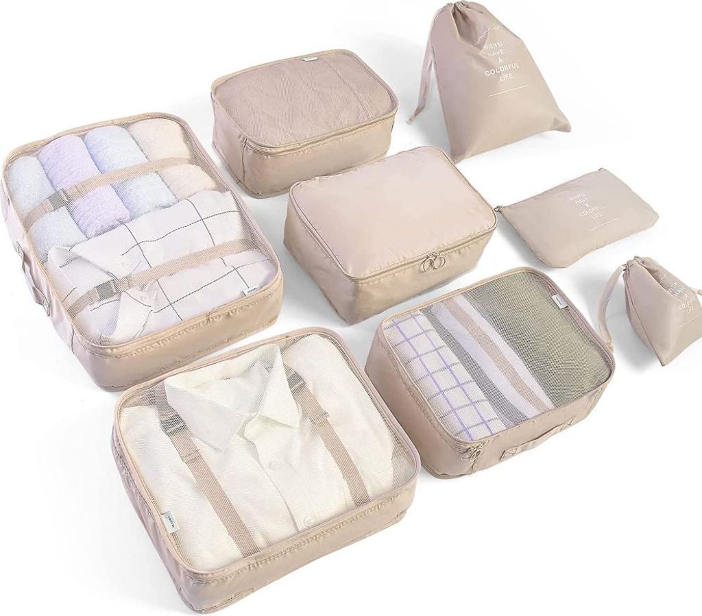 Reise-Organizer 8-teiliges Set Wasserdichter Koffer-Organizer Organizer Packwürfel-Organizer
