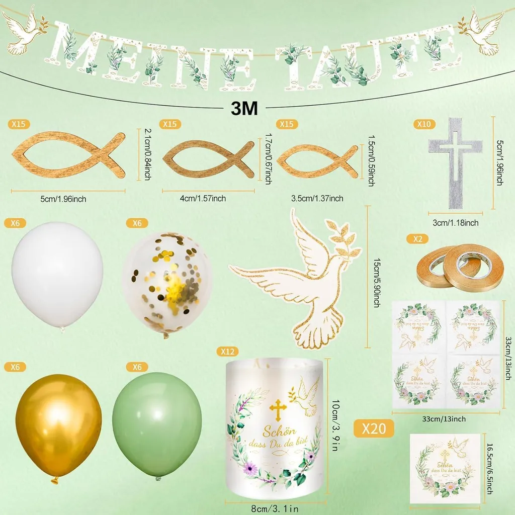 Set de décoration baptême complet avec guirlande ballons et serviettes - 2