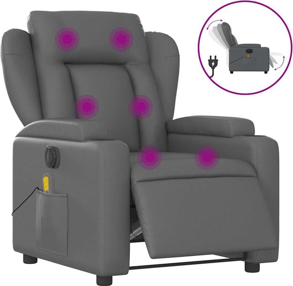 vidaXL Massagesessel Elektrisch Grau Kunstleder