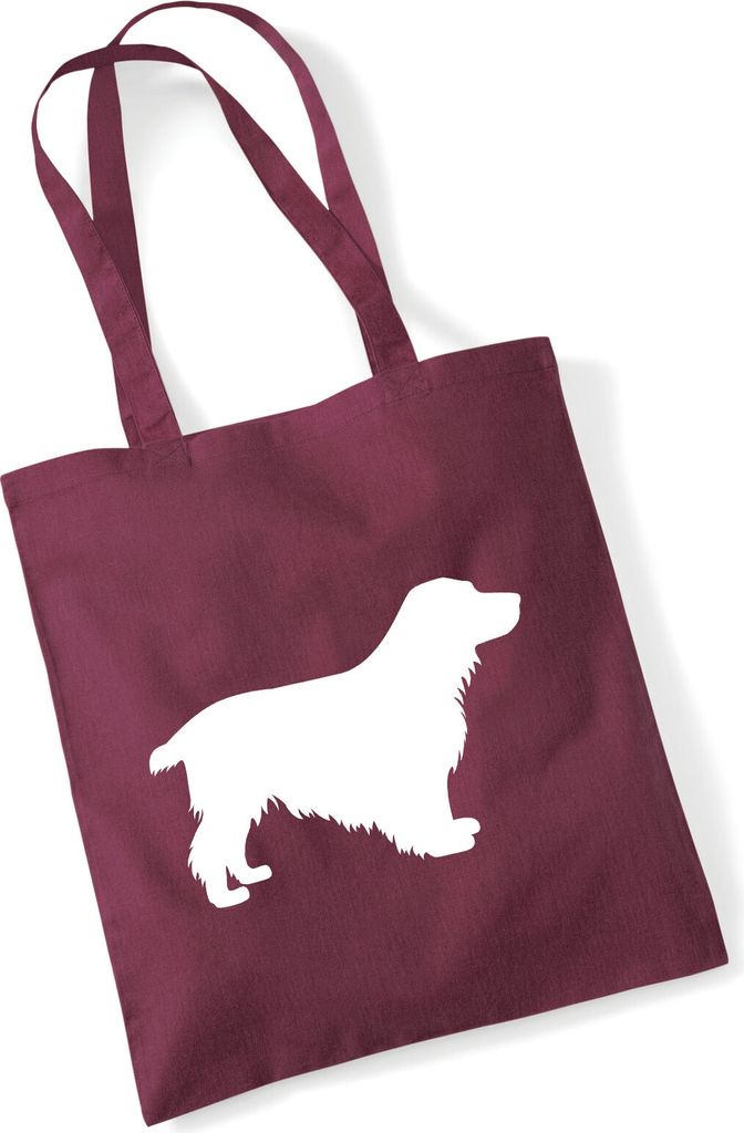 Huuraa Jutebeutel English Cocker Spaniel Silhouette 10 Liter Burgundy Baumwolle Tasche Geschenkidee