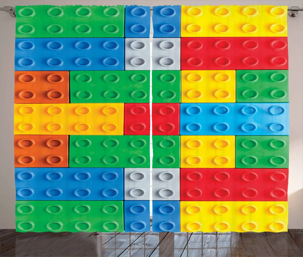 Rideau rustique blocs de construction avec crochets et boucles 280x225cm
