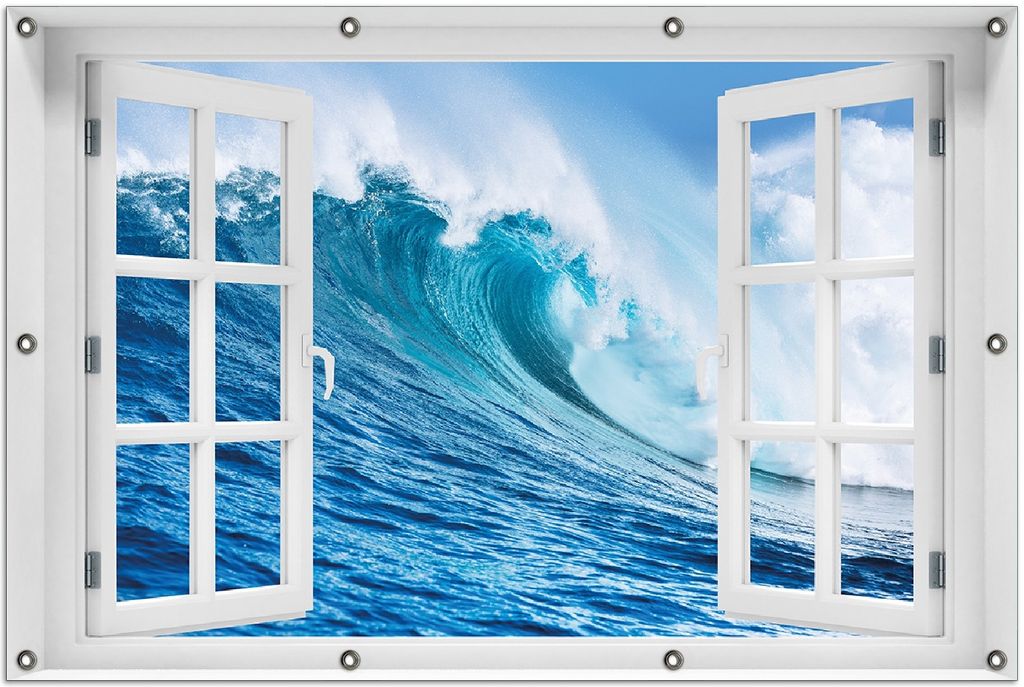Wallario Outdoor-Poster für Garten oder Balkon 100 x 150 cm: Eindrucksvolle Welle im Ozean