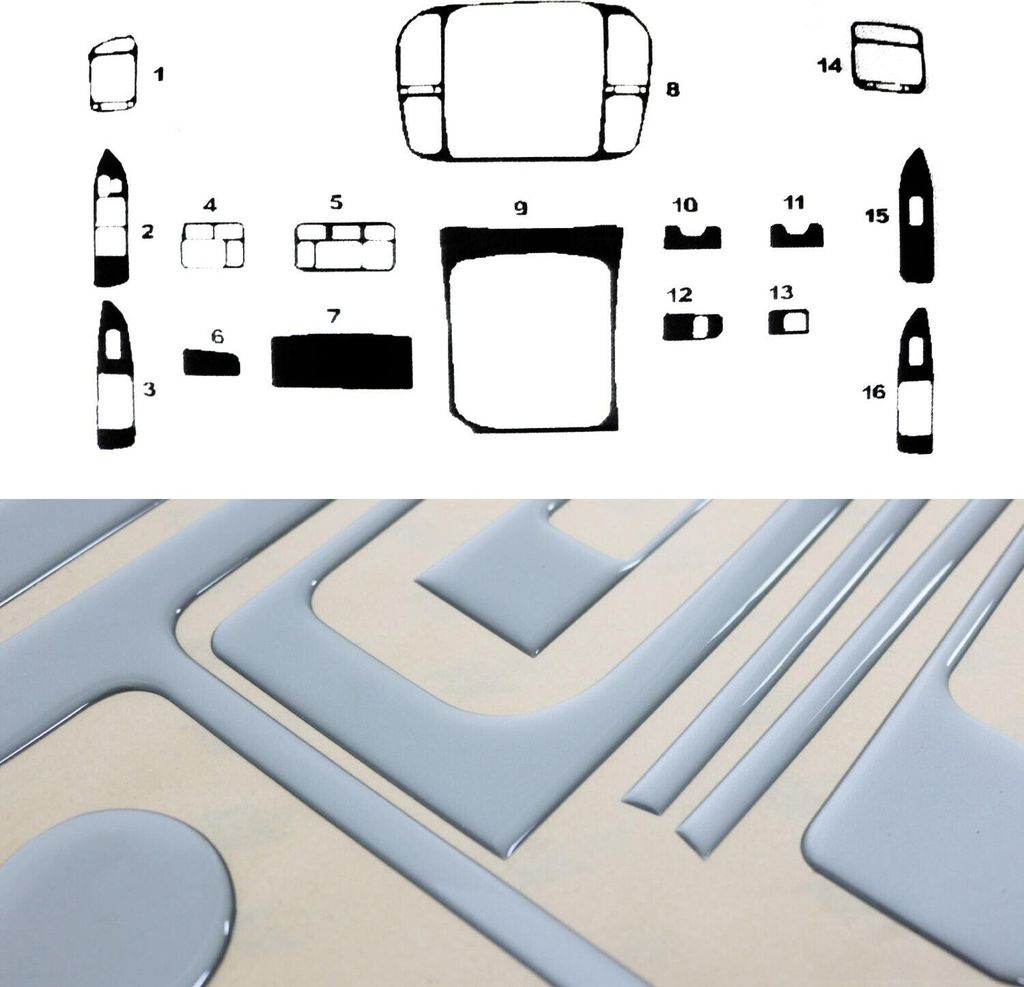 Innenraum Dekor Cockpit für Toyota Land Cruiser 100 1998-2003 Alu Optik 16x
