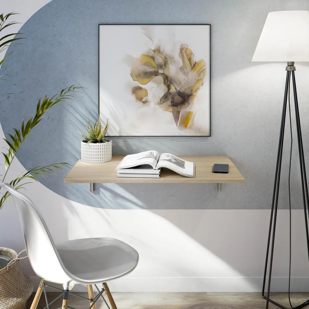 Petite Table Murale Pliable en Bois Chêne Canadien Design Ergonomique - 2