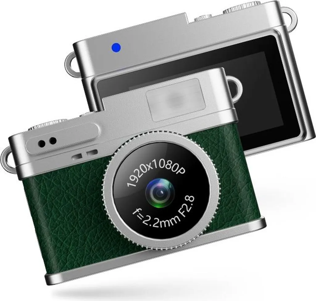 Mini Caméra Vidéo HD 1080P avec Écran IPS Lumineux - Design Rétro Vert